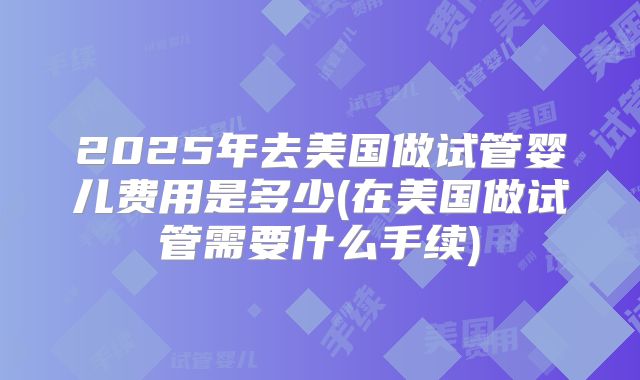2025年去美国做试管婴儿费用是多少(在美国做试管需要什么手续)