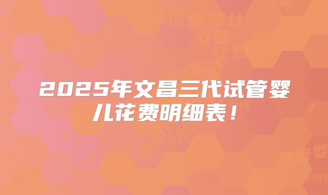 2025年文昌三代试管婴儿花费明细表!