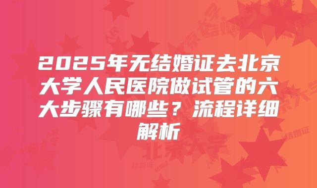 2025年无结婚证去北京大学人民医院做试管的六大步骤有哪些？流程详细解析