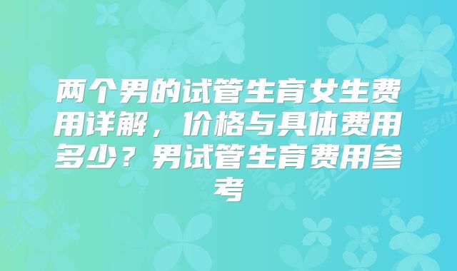 两个男的试管生育女生费用详解，价格与具体费用多少？男试管生育费用参考