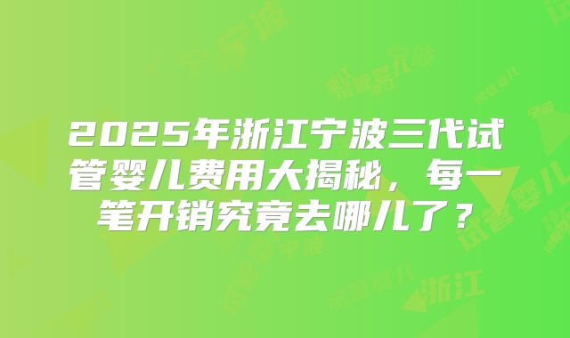 2025年浙江宁波三代试管婴儿费用大揭秘，每一笔开销究竟去哪儿了？