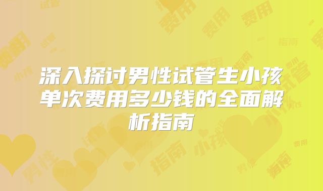 深入探讨男性试管生小孩单次费用多少钱的全面解析指南