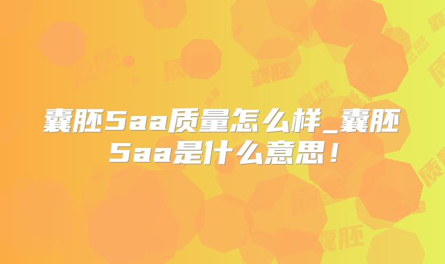 囊胚5aa质量怎么样_囊胚5aa是什么意思！