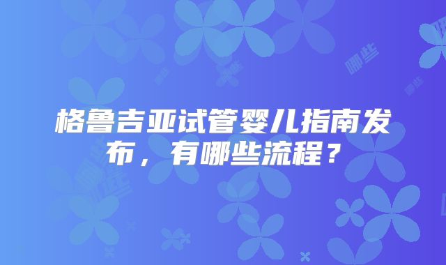 格鲁吉亚试管婴儿指南发布，有哪些流程？
