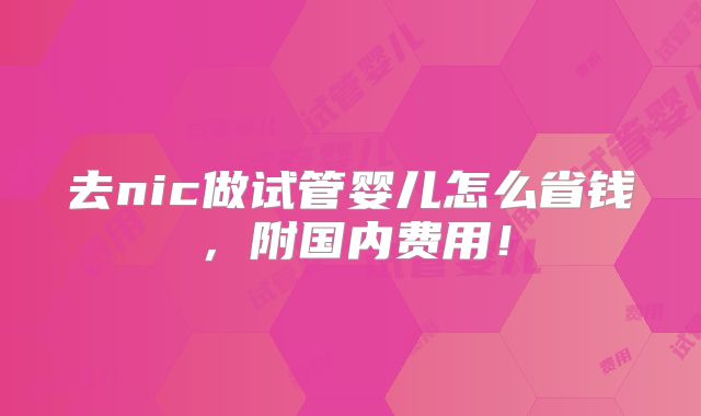 去nic做试管婴儿怎么省钱，附国内费用！