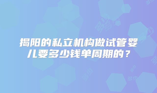 揭阳的私立机构做试管婴儿要多少钱单周期的？
