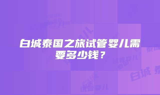 白城泰国之旅试管婴儿需要多少钱？