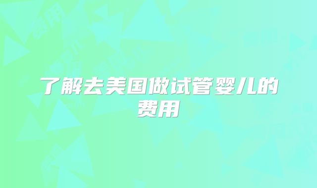了解去美国做试管婴儿的费用