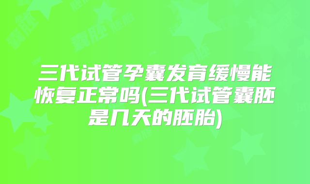 三代试管孕囊发育缓慢能恢复正常吗(三代试管囊胚是几天的胚胎)