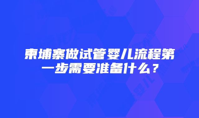 柬埔寨做试管婴儿流程第一步需要准备什么？