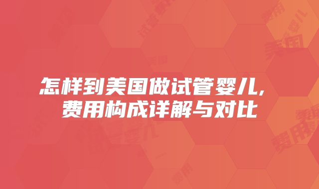 怎样到美国做试管婴儿, 费用构成详解与对比