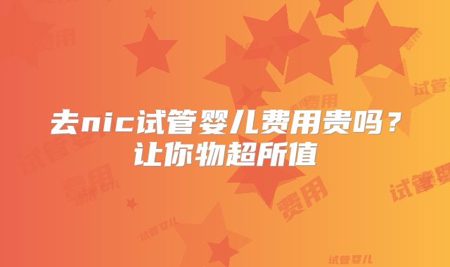 去nic试管婴儿费用贵吗?让你物超所值
