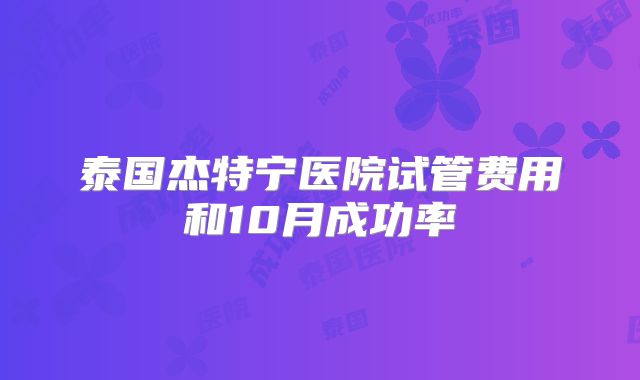 泰国杰特宁医院试管费用和10月成功率