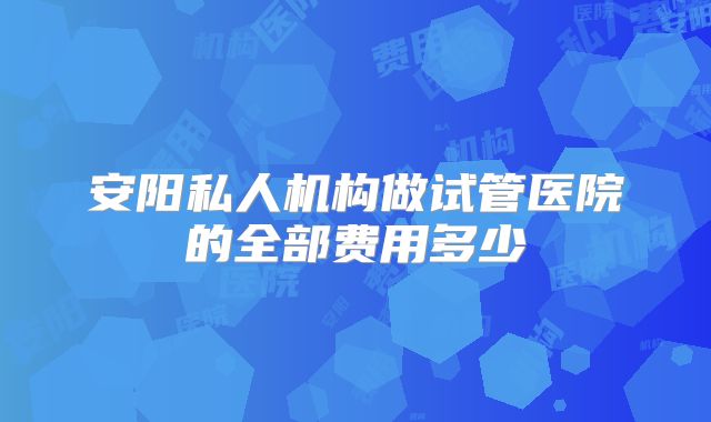 安阳私人机构做试管医院的全部费用多少