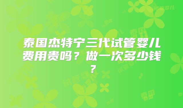 泰国杰特宁三代试管婴儿费用贵吗？做一次多少钱？