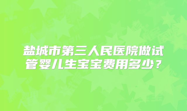 盐城市第三人民医院做试管婴儿生宝宝费用多少？