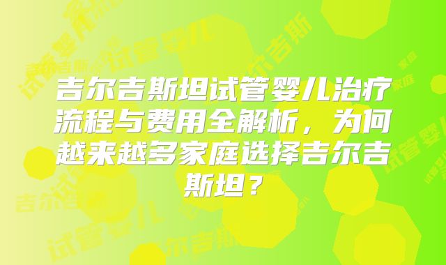 吉尔吉斯坦试管婴儿治疗流程与费用全解析，为何越来越多家庭选择吉尔吉斯坦？