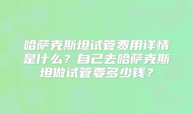 哈萨克斯坦试管费用详情是什么？自己去哈萨克斯坦做试管要多少钱？