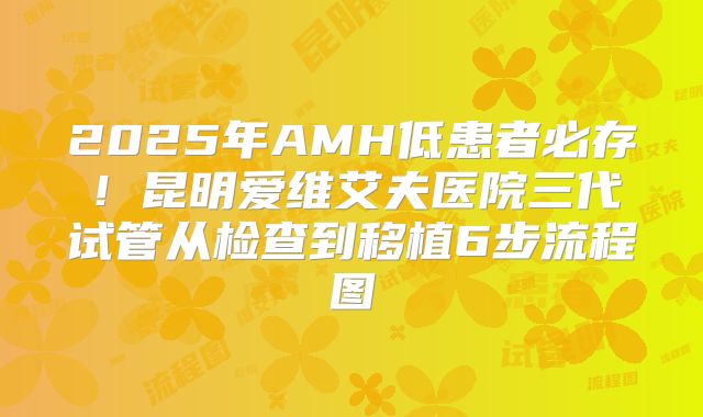 2025年AMH低患者必存！昆明爱维艾夫医院三代试管从检查到移植6步流程图