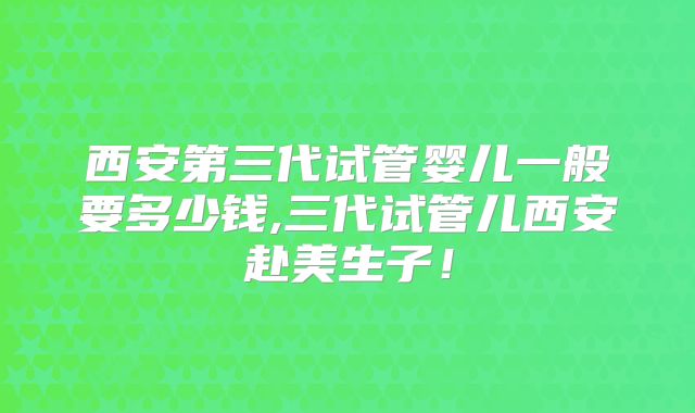 西安第三代试管婴儿一般要多少钱,三代试管儿西安赴美生子！