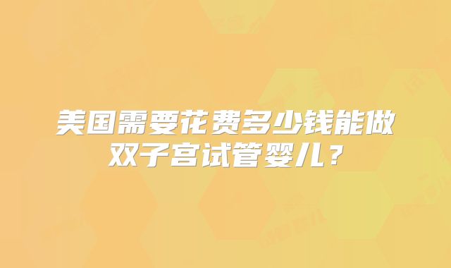 美国需要花费多少钱能做双子宫试管婴儿？