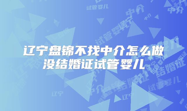 辽宁盘锦不找中介怎么做没结婚证试管婴儿