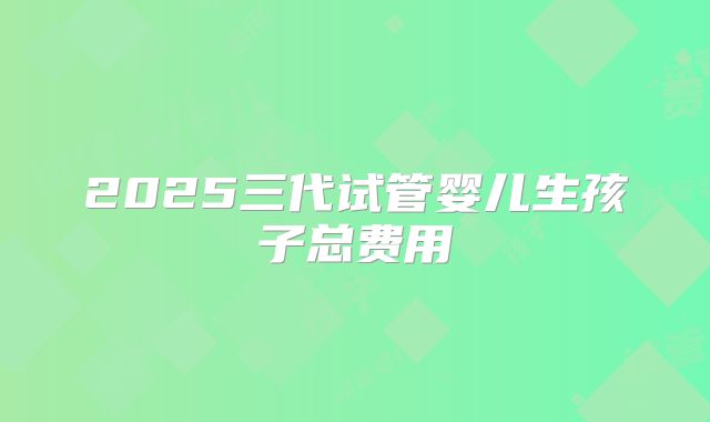 2025三代试管婴儿生孩子总费用