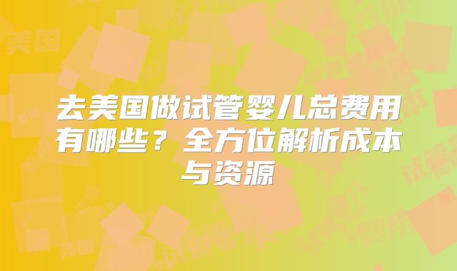 去美国做试管婴儿总费用有哪些?全方位解析成本与资源