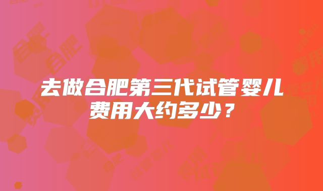 去做合肥第三代试管婴儿费用大约多少?