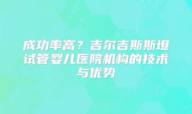 成功率高？吉尔吉斯斯坦试管婴儿医院机构的技术与优势