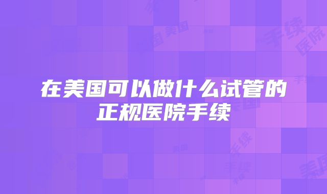 在美国可以做什么试管的正规医院手续