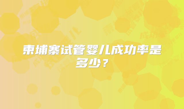 柬埔寨试管婴儿成功率是多少？