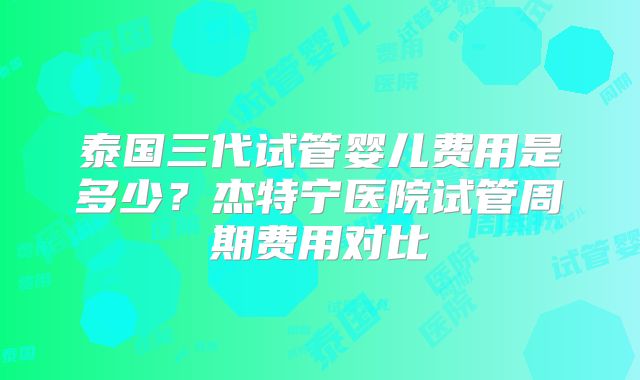 泰国三代试管婴儿费用是多少？杰特宁医院试管周期费用对比