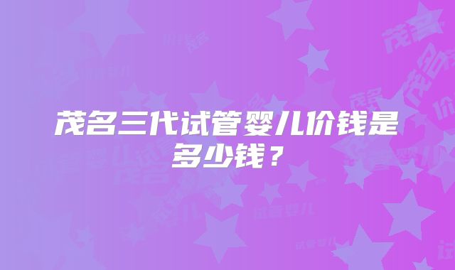 茂名三代试管婴儿价钱是多少钱？
