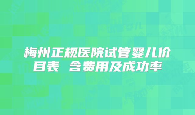 梅州正规医院试管婴儿价目表 含费用及成功率