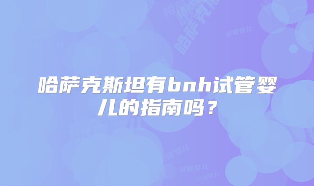 哈萨克斯坦有bnh试管婴儿的指南吗？