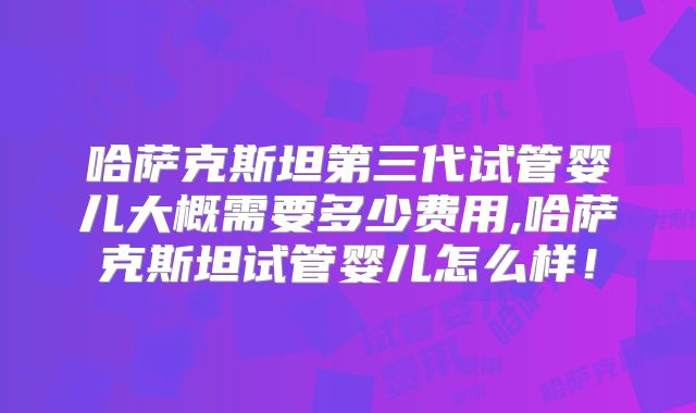 哈萨克斯坦第三代试管婴儿大概需要多少费用,哈萨克斯坦试管婴儿怎么样！