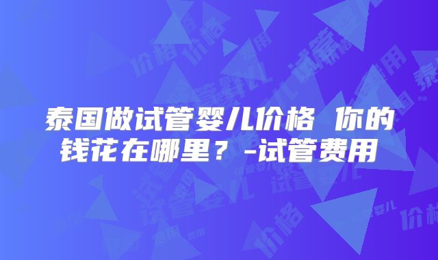 泰国做试管婴儿价格 你的钱花在哪里？-试管费用