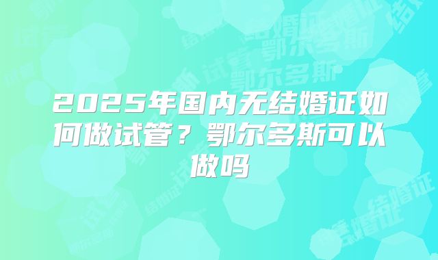 2025年国内无结婚证如何做试管？鄂尔多斯可以做吗
