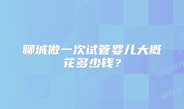 聊城做一次试管婴儿大概花多少钱？