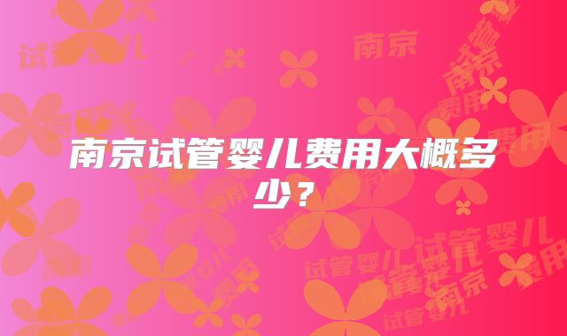 南京试管婴儿费用大概多少?