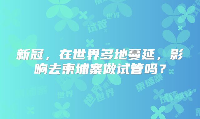 新冠，在世界多地蔓延，影响去柬埔寨做试管吗？