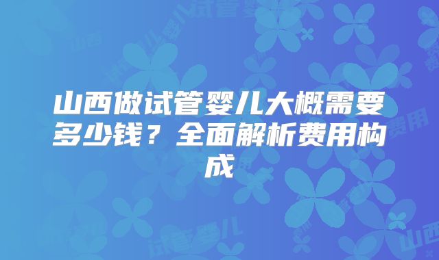 山西做试管婴儿大概需要多少钱？全面解析费用构成