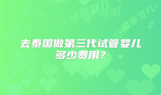 去泰国做第三代试管婴儿多少费用?