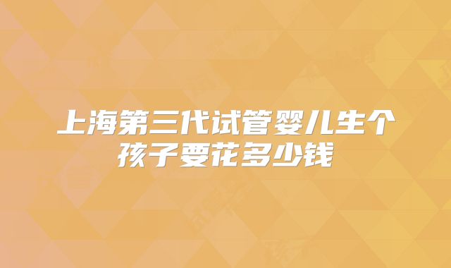 上海第三代试管婴儿生个孩子要花多少钱