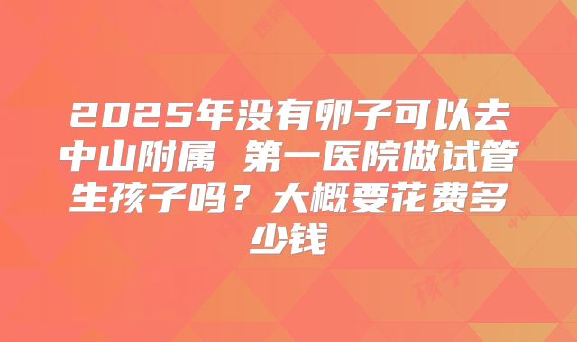 2025年没有卵子可以去中山附属 第一医院做试管生孩子吗?大概要花费多少钱