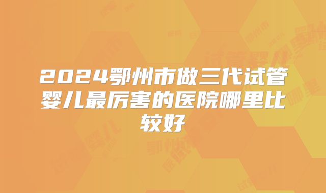 2024鄂州市做三代试管婴儿最厉害的医院哪里比较好