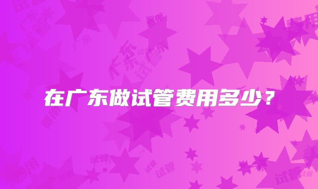 在广东做试管费用多少？