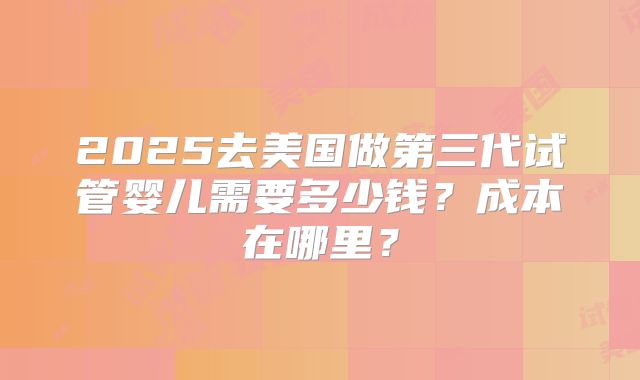 2025去美国做第三代试管婴儿需要多少钱？成本在哪里？