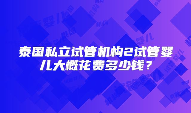 泰国私立试管机构2试管婴儿大概花费多少钱？